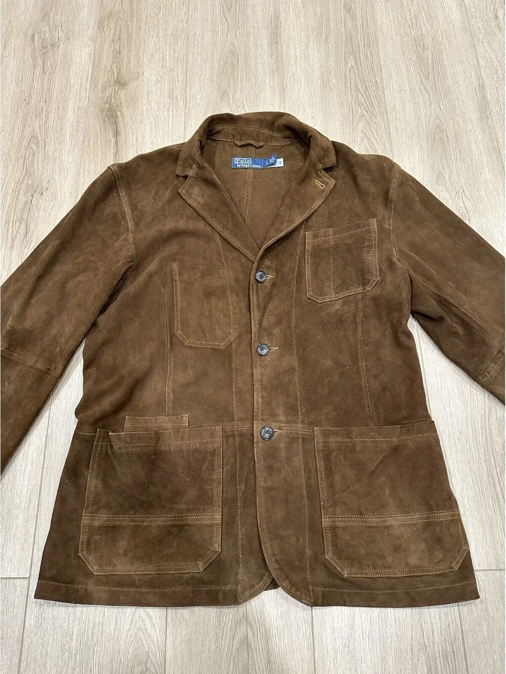 Polo Ralph Lauren Goat Suede Utility Jacket Mens Brown Size Large